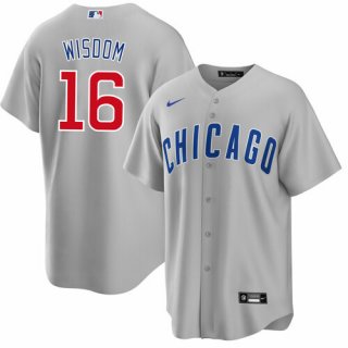 Chicago Cubs #16 Patrick Wisdom Gray Cool Base Stitched Baseball Jersey