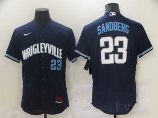 Chicago Cubs Blank 2021 #23 Ryne Sandberg Navy City Connect Stitched MLB Jersey