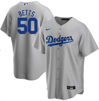 Los Angeles Dodgers #50 Mookie Betts gray game jersey