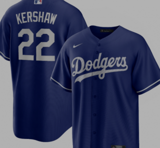 Los Angeles Dodgers #22 Kershaw s blue game jersey