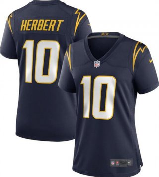 women Los Angeles Chargers #10 Justin Herbert Navy Vapor Untouchable Limited Stitched