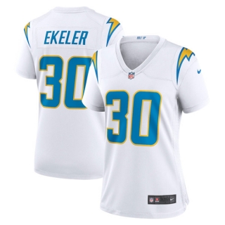 women Los Angeles Chargers #30 Austin Ekeler White Stitched Game Jersey(Run Small)