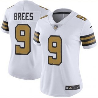 women New Orleans Saints #9 Drew Brees White Color Rush Limited Stitched Jersey(Run small