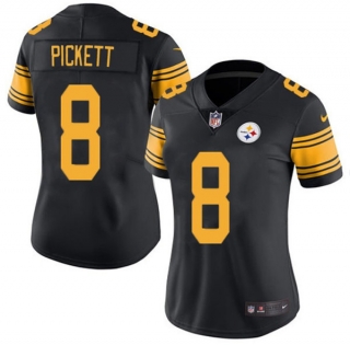 women Pittsburgh Steelers #8 Kenny Pickett Black Color Rush Limited Stitched Jersey(Runsmall