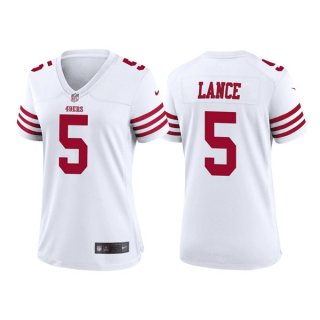 women San Francisco 49ers #5 Trey Lance White Stitched Jersey(Run Small)