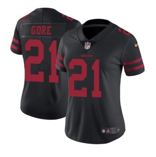 women San Francisco 49ers #21 Frank Gore Black Stitched Jersey(Run Small)