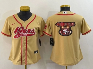 women San Francisco 49ers Gold Team Big Logo With Patch Cool Base Stitched Baseball