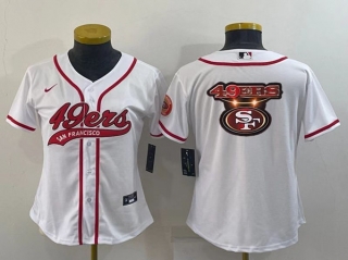 women San Francisco 49ers White Team Big Logo With Patch Cool Base Stitched Baseball
