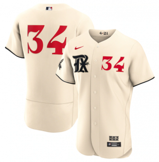 Texas Rangers #34 Nolan Ryan Cream 2023 City Connect Flex Base Stitched Baseball