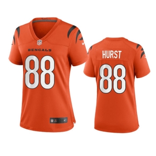 women Cincinnati Bengals #88 Hayden Hurst Orange Stitched Game Jersey(Run Small)