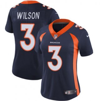 Women Denver Broncos #3 Russell Wilson Navy Vapor Limited Stitched Jersey(Run small