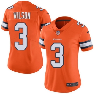 women Denver Broncos #3 Russell Wilson Orange Color Rush Limited Stitched