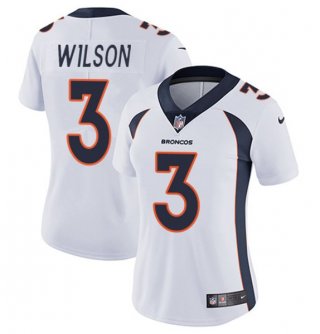 women Denver Broncos #3 Russell Wilson White Vapor Limited Stitched Jersey(Run