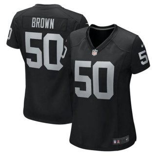 women Oakland Raiders#50 Jayon Brown Black Stitched Game Jersey(Run Small)