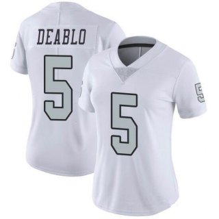 women Oakland Raiders#5 Divine Deablo White Color Rush Stitched Jersey(Run Small)