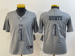 Youth Philadelphia Eagles #1 Jalen Hurts Gray Atmosphere Fashion Stitched Football Jersey