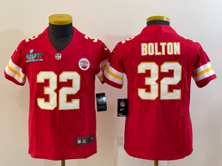 Youth Kansas City Chiefs #32 Nick Bolton Red Super Bowl LVII Patch Vapor Untouchable Limited
