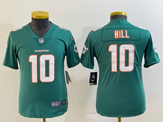 Youth Miami Dolphins #10 Tyreek Hill Aqua Stitched Jersey(Run Small)