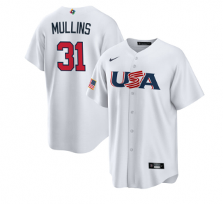 Men's USA Baseball #31 Cedric Mullins 2023 White World Baseball Classic Replica Stitched