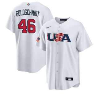 Men's USA Baseball #46 Paul Goldschmidt 2023 White World Baseball Classic Replica Stitched