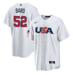 Men's USA Baseball #52 Daniel Bard 2023 White World Baseball Classic Replica Stitched Jersey