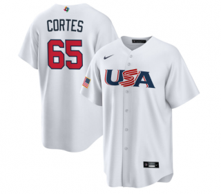 Men's USA Baseball #65 Nestor Cortés Jr. 2023 White World Baseball Classic Replica Stitched