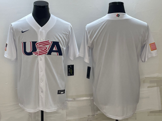 Men's USA Baseball Blank 2023 White World Baseball Classic Replica Stitched Jersey