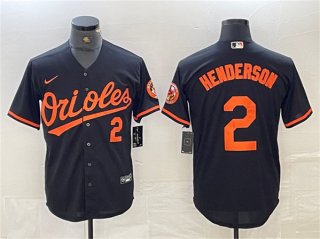 Baltimore Orioles #2 Gunnar Henderson Black Cool Base Stitched Jersey