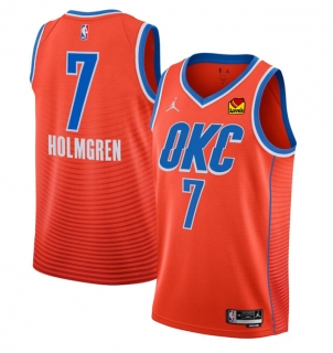 Oklahoma City Thunder #7 Chet Holmgren Orange Statement Edition Stitched
