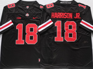 Ohio State Buckeyes #18 Harrison Jr Black Red Stitched Jersey