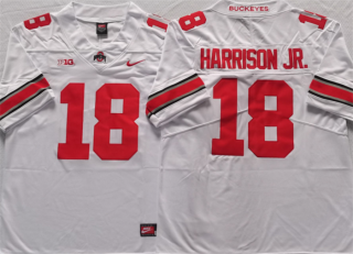 Ohio State Buckeyes #18 Harrison Jr White Stitched Jersey