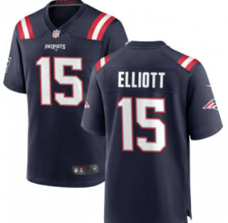 New England Patriots #15 Ezekiel Elliott blue jersey