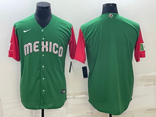 Men's Mexico Baseball Blank 2023 Green World Baseball With Patch Classic Stitched Jersey