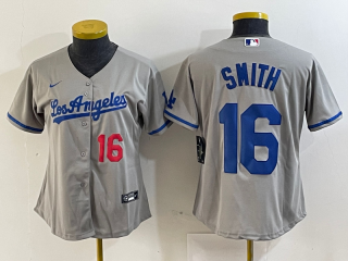 Youth Los Angeles Dodgers #16 Smith gray women jersey 2