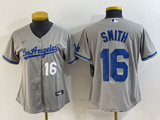Youth Los Angeles Dodgers #16 Smith gray women jersey 5