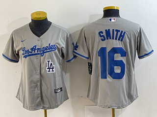 Youth Los Angeles Dodgers #16 Smith gray women jersey 6
