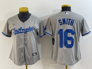 Youth Los Angeles Dodgers #16 Smith gray women jersey
