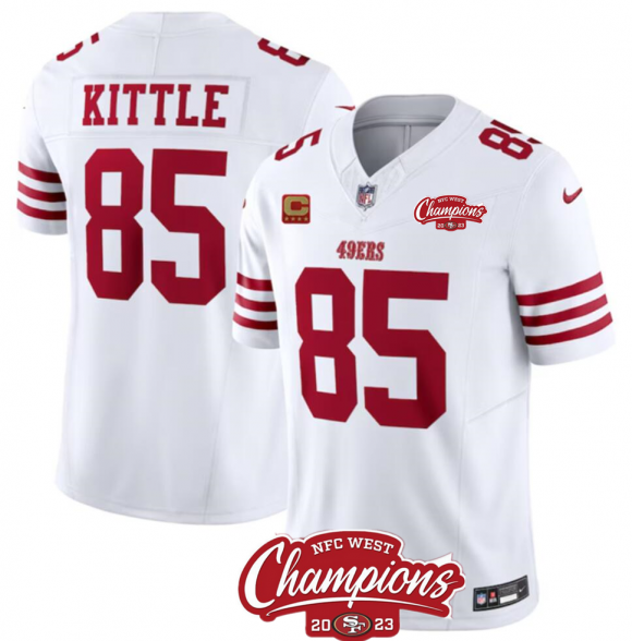 San Francisco 49ers #85 George Kittle White 2023 F.U.S.E. With 4-Star C Ptach And