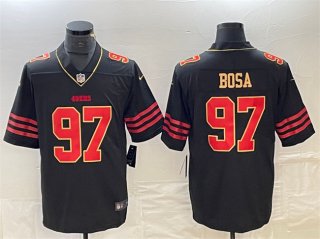 San Francisco 49ers #97 Nick Bosa Black Gold Stitched Jersey