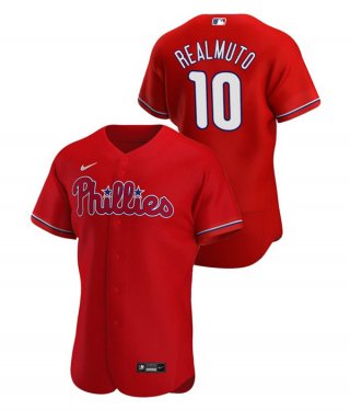 Philadelphia Phillies #10 J.T. Realmuto Red Flex Base Stitched MLB Jersey