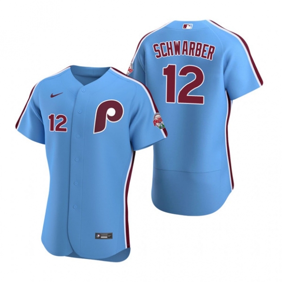 Philadelphia Phillies #12 Kyle Schwarber Blue Flex Base Stitched Baseball Jersey