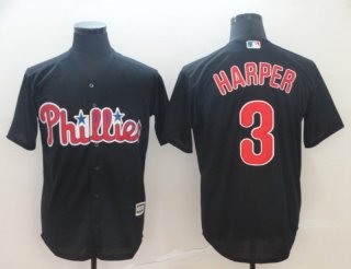 Philadelphia Phillies #3 Bryce Harper Black Cool Base Stitched Jersey