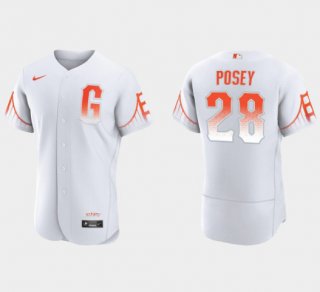 San Francisco Giants #28 Buster Posey White City Connect Flex Base Stitched Jersey