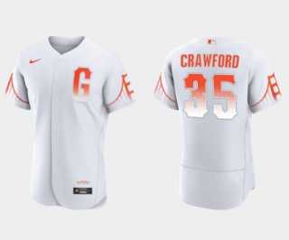 San Francisco Giants #35 Brandon Crawford White City Connect Flex Base Stitched