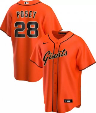 San Franciscoc Giants #28 Buster Posey Orange Cool Base Stitched Jersey