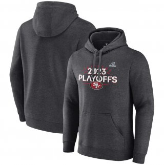 San Francisco 49ers Heather Charcoal 2023 Playoffs Fleece Pullover Hoodie