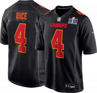 Kansas City Chiefs #4 Rashee Rice Black 2024 Super Bowl LVIII Patch Limited Football