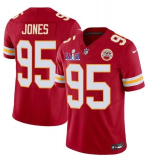Kansas City Chiefs #95 Chris Jones Red 2024 F.U.S.E. Super Bowl LVIII Patch Vapor