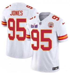Kansas City Chiefs #95 Chris Jones White 2024 F.U.S.E. Super Bowl LVIII Patch Vapor