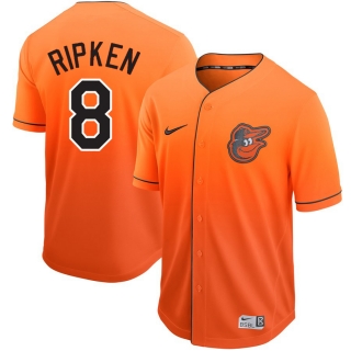 Baltimore Orioles #8 Cal Ripken Jr Orange Fade Stitched MLB Jersey